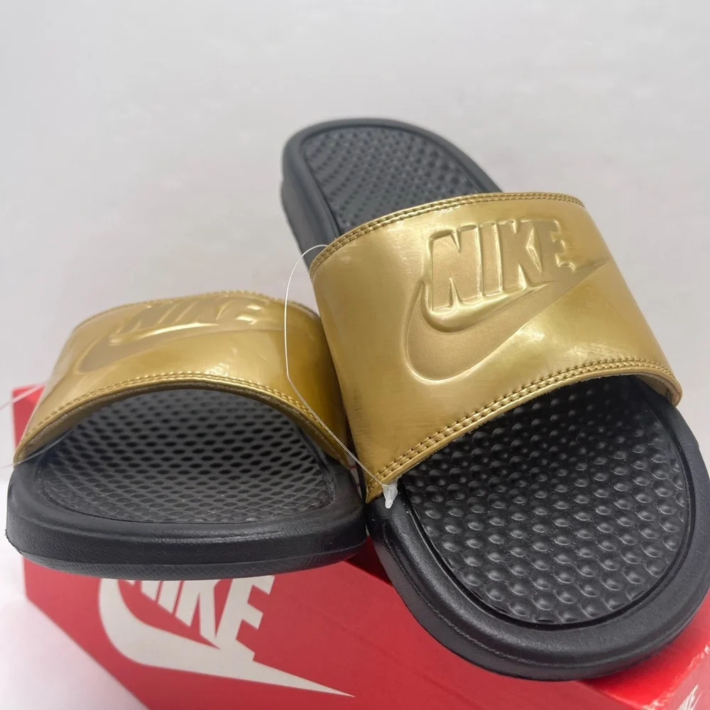 Nike WMNS Black and Gold Slide Sandals - Picture 6 of 16